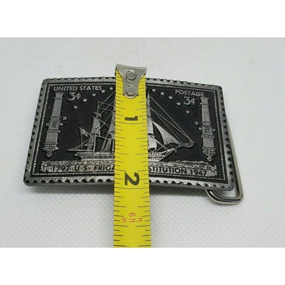 U.S Postage 1797-1947 U.S Frigate Constitution 3 Cents Solid Pewter Belt Buckle - Picture 9 of 11